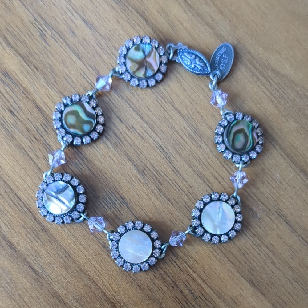 Chic Silver and Abalone Bracelet by Liz Palacios